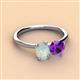 3 - Tanya Oval Shape Opal & Cushion Shape Amethyst 2 Stone Duo Ring 