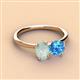 3 - Tanya Oval Shape Opal & Cushion Shape Blue Topaz 2 Stone Duo Ring 