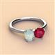 3 - Tanya Oval Shape Opal & Cushion Shape Ruby 2 Stone Duo Ring 