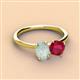 3 - Tanya Oval Shape Opal & Cushion Shape Ruby 2 Stone Duo Ring 