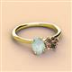 3 - Tanya Oval Shape Opal & Cushion Shape Smoky Quartz 2 Stone Duo Ring 