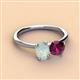3 - Tanya Oval Shape Opal & Cushion Shape Rhodolite Garnet 2 Stone Duo Ring 