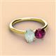 3 - Tanya Oval Shape Opal & Cushion Shape Rhodolite Garnet 2 Stone Duo Ring 