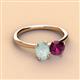 3 - Tanya Oval Shape Opal & Cushion Shape Rhodolite Garnet 2 Stone Duo Ring 