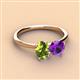 3 - Tanya Oval Shape Peridot & Cushion Shape Amethyst 2 Stone Duo Ring 