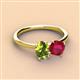 3 - Tanya Oval Shape Peridot & Cushion Shape Ruby 2 Stone Duo Ring 