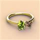 3 - Tanya Oval Shape Peridot & Cushion Shape Smoky Quartz 2 Stone Duo Ring 