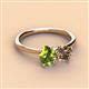 3 - Tanya Oval Shape Peridot & Cushion Shape Smoky Quartz 2 Stone Duo Ring 
