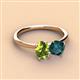 3 - Tanya Oval Shape Peridot & Cushion Shape London Blue Topaz 2 Stone Duo Ring 