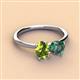 3 - Tanya Oval Shape Peridot & Cushion Shape Lab Created Alexandrite 2 Stone Duo Ring 