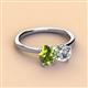 3 - Tanya Oval Shape Peridot & Cushion Shape Forever Brilliant Moissanite 2 Stone Duo Ring 