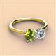 3 - Tanya Oval Shape Peridot & Cushion Shape GIA Certified Diamond 2 Stone Duo Ring 