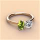 3 - Tanya Oval Shape Peridot & Cushion Shape GIA Certified Diamond 2 Stone Duo Ring 