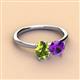 3 - Tanya Oval Shape Peridot & Cushion Shape Amethyst 2 Stone Duo Ring 