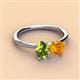 3 - Tanya Oval Shape Peridot & Cushion Shape Citrine 2 Stone Duo Ring 
