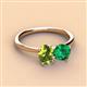 3 - Tanya Oval Shape Peridot & Cushion Shape Emerald 2 Stone Duo Ring 