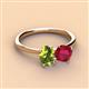 3 - Tanya Oval Shape Peridot & Cushion Shape Ruby 2 Stone Duo Ring 
