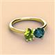 3 - Tanya Oval Shape Peridot & Cushion Shape London Blue Topaz 2 Stone Duo Ring 