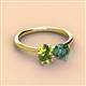 3 - Tanya Oval Shape Peridot & Cushion Shape Lab Created Alexandrite 2 Stone Duo Ring 