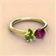 3 - Tanya Oval Shape Peridot & Cushion Shape Rhodolite Garnet 2 Stone Duo Ring 