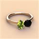 3 - Tanya Oval Shape Peridot & Cushion Shape Black Onyx 2 Stone Duo Ring 