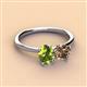 3 - Tanya Oval Shape Peridot & Cushion Shape Smoky Quartz 2 Stone Duo Ring 