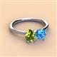 3 - Tanya Oval Shape Peridot & Cushion Shape Blue Topaz 2 Stone Duo Ring 