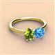 3 - Tanya Oval Shape Peridot & Cushion Shape Blue Topaz 2 Stone Duo Ring 