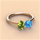 3 - Tanya Oval Shape Peridot & Cushion Shape Blue Topaz 2 Stone Duo Ring 