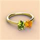 3 - Tanya Oval Shape Peridot & Cushion Shape Citrine 2 Stone Duo Ring 