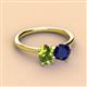3 - Tanya Oval Shape Peridot & Cushion Shape Blue Sapphire 2 Stone Duo Ring 