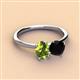 3 - Tanya Oval Shape Peridot & Cushion Shape Black Onyx 2 Stone Duo Ring 