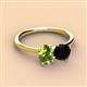 3 - Tanya Oval Shape Peridot & Cushion Shape Black Onyx 2 Stone Duo Ring 