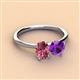 3 - Tanya Oval Shape Pink Tourmaline & Cushion Shape Amethyst 2 Stone Duo Ring 