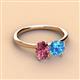 3 - Tanya Oval Shape Pink Tourmaline & Cushion Shape Blue Topaz 2 Stone Duo Ring 