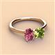 3 - Tanya Oval Shape Pink Tourmaline & Cushion Shape Peridot 2 Stone Duo Ring 