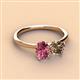 3 - Tanya Oval Shape Pink Tourmaline & Cushion Shape Smoky Quartz 2 Stone Duo Ring 