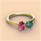 3 - Tanya Oval Shape Pink Tourmaline & Cushion Shape Lab Created Alexandrite 2 Stone Duo Ring 