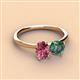 3 - Tanya Oval Shape Pink Tourmaline & Cushion Shape Lab Created Alexandrite 2 Stone Duo Ring 