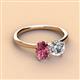 3 - Tanya Oval Shape Pink Tourmaline & Cushion Shape GIA Certified Diamond 2 Stone Duo Ring 