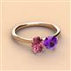 3 - Tanya Oval Shape Pink Tourmaline & Cushion Shape Amethyst 2 Stone Duo Ring 