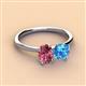 3 - Tanya Oval Shape Pink Tourmaline & Cushion Shape Blue Topaz 2 Stone Duo Ring 