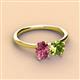 3 - Tanya Oval Shape Pink Tourmaline & Cushion Shape Peridot 2 Stone Duo Ring 