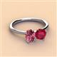3 - Tanya Oval Shape Pink Tourmaline & Cushion Shape Ruby 2 Stone Duo Ring 
