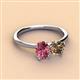 3 - Tanya Oval Shape Pink Tourmaline & Cushion Shape Smoky Quartz 2 Stone Duo Ring 