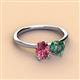 3 - Tanya Oval Shape Pink Tourmaline & Cushion Shape Lab Created Alexandrite 2 Stone Duo Ring 