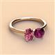 3 - Tanya Oval Shape Pink Tourmaline & Cushion Shape Rhodolite Garnet 2 Stone Duo Ring 