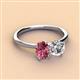 3 - Tanya Oval Shape Pink Tourmaline & Cushion Shape IGI Certified Lab Grown Diamond 2 Stone Duo Ring 