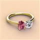 3 - Tanya Oval Shape Pink Tourmaline & Cushion Shape IGI Certified Lab Grown Diamond 2 Stone Duo Ring 