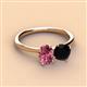 3 - Tanya Oval Shape Pink Tourmaline & Cushion Shape Black Onyx 2 Stone Duo Ring 
